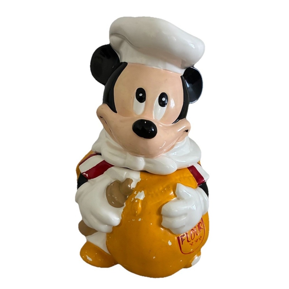 Vintage Cookie Jar Disney Mickey Mouse Chef Flour Sack Hoan Ltd. Ceramic *flaws
